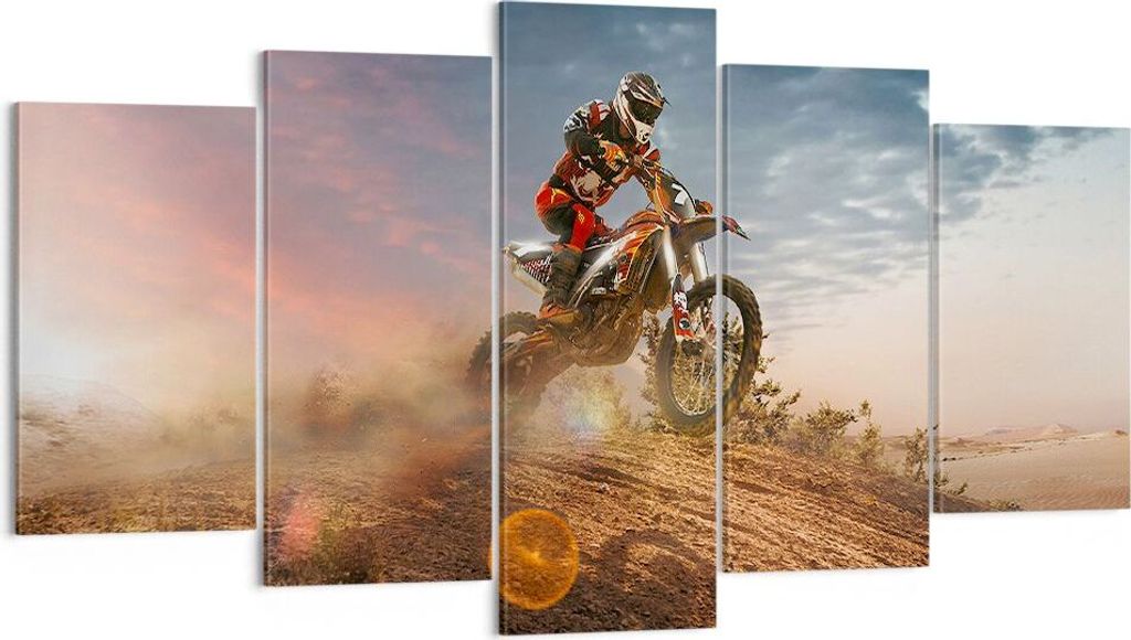 Bild auf Leinwand - Leinwandbild - Motor Reiten Helm - 160x85cm - Wand Bild - Wanddeko - Wandbilder - Leinwanddruck - Bilder - Kunstdruck - Wanddek...