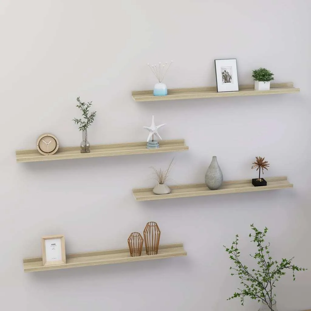 The Living Store Wandregale 4 Stk. Sonoma-Eiche 80x9x3 cm