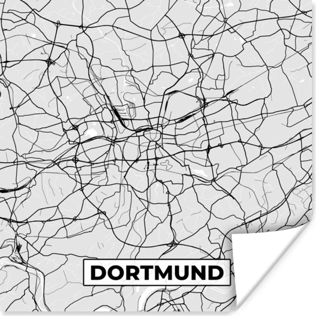 MuchoWow Poster Deutschland - Stadtplan - Karte - Dortmund 100x100 cm - Babyzimmer