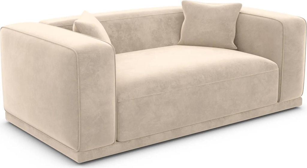 Samtstoff 2-Sitzer Couch Diora Creme