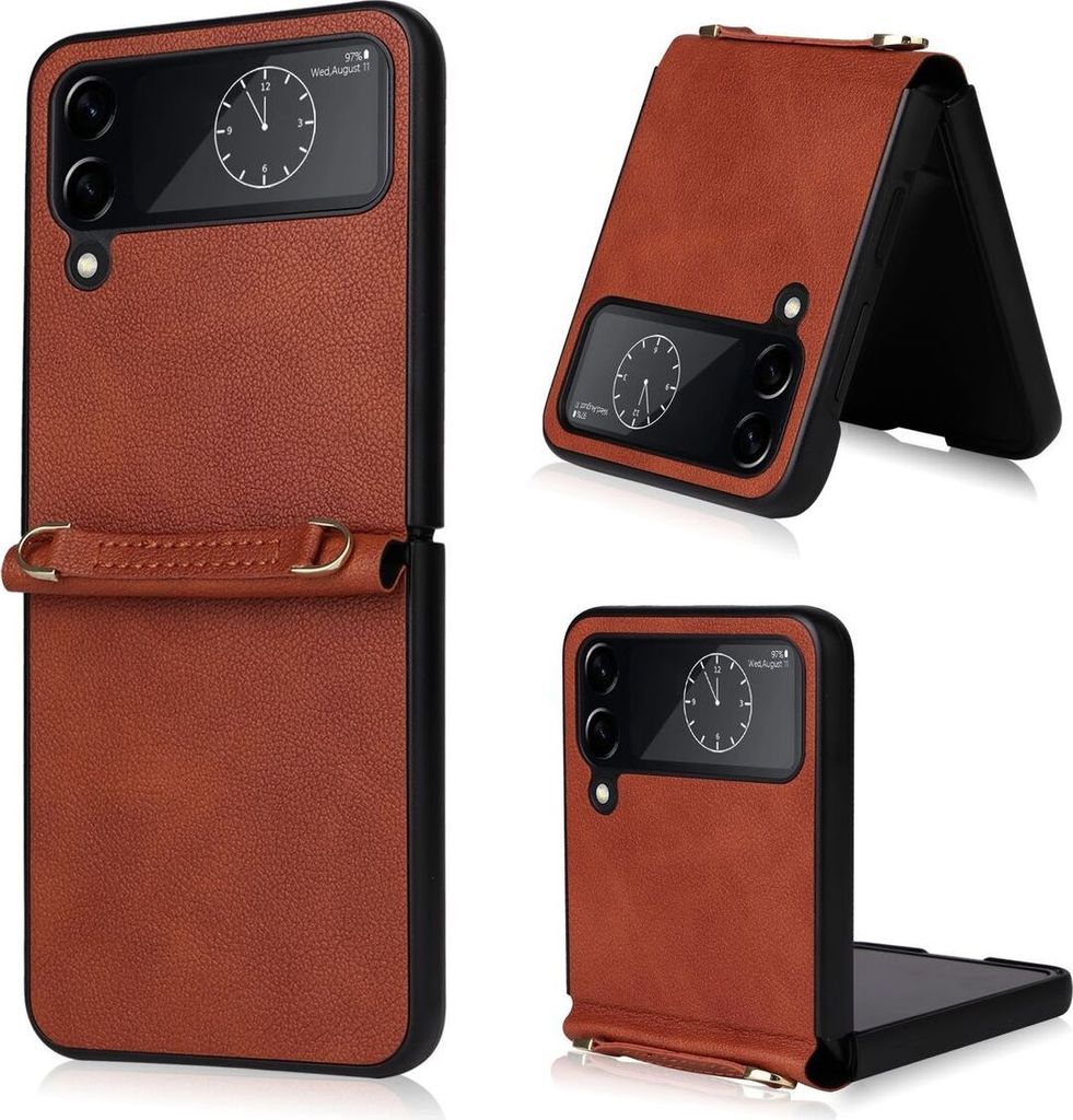 König Design Hülle kompatibel mit Samsung Galaxy Z Flip4 5G Kunststoff Soft Handyhülle - Handy Case Braun