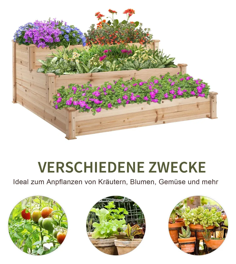 Jardinière verticale 3 niveaux en bois - Support fleurs gain de place