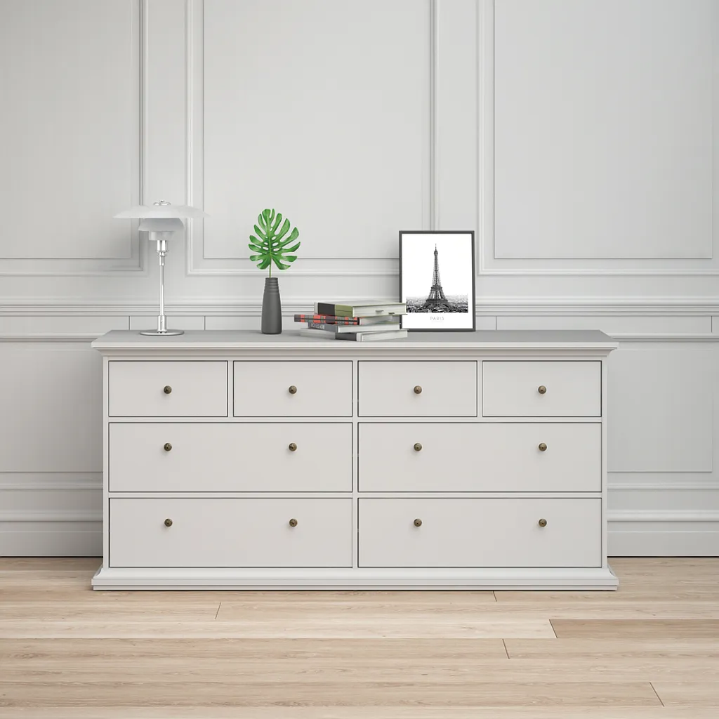 Optimisez votre Espace avec la Commode Blanche 8 Tiroirs Tvilum Paris HDF