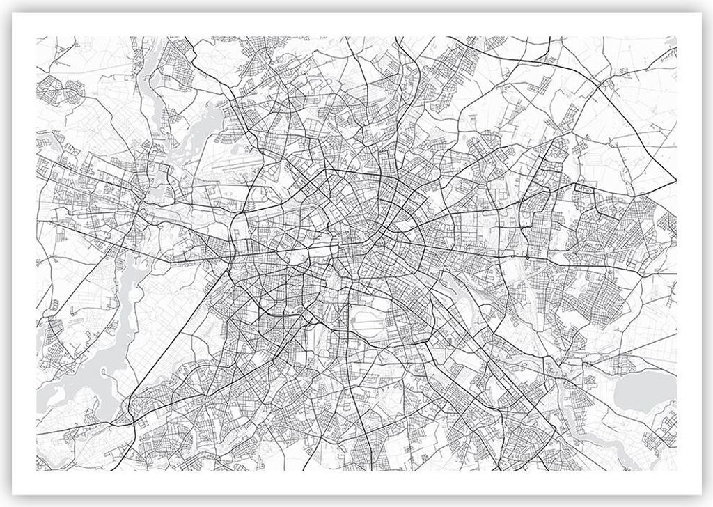 Poster - Poster ohne Rahmen - Stadt Karte Berlin - 100x70 cm - Wand Bild - Wanddeko - Wandbilder - Kunstposter - Wandposter - Bilder - Kunstdruck -...