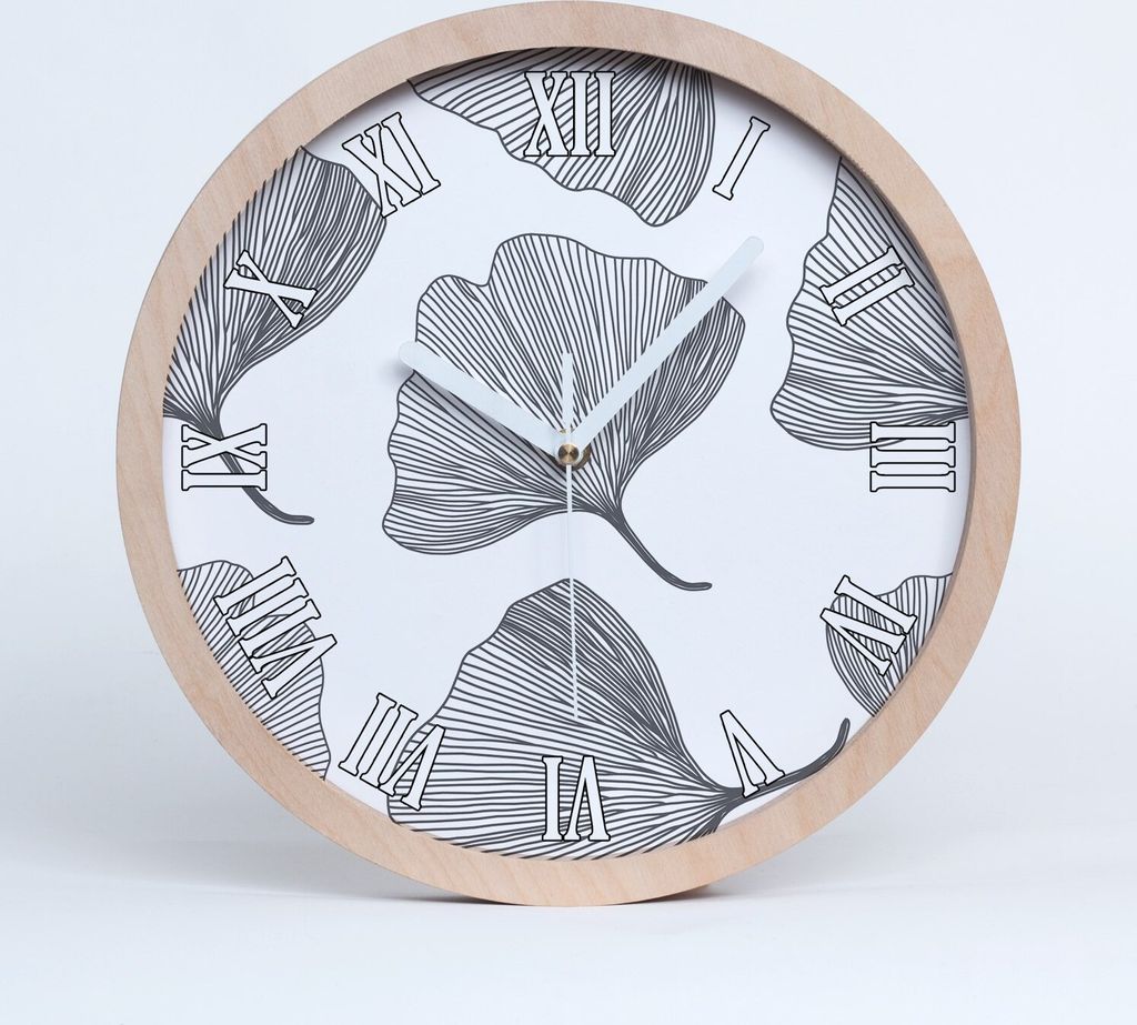 Holzuhr 25fi cm wanduhr - weiße Spitzen - Ginkgo