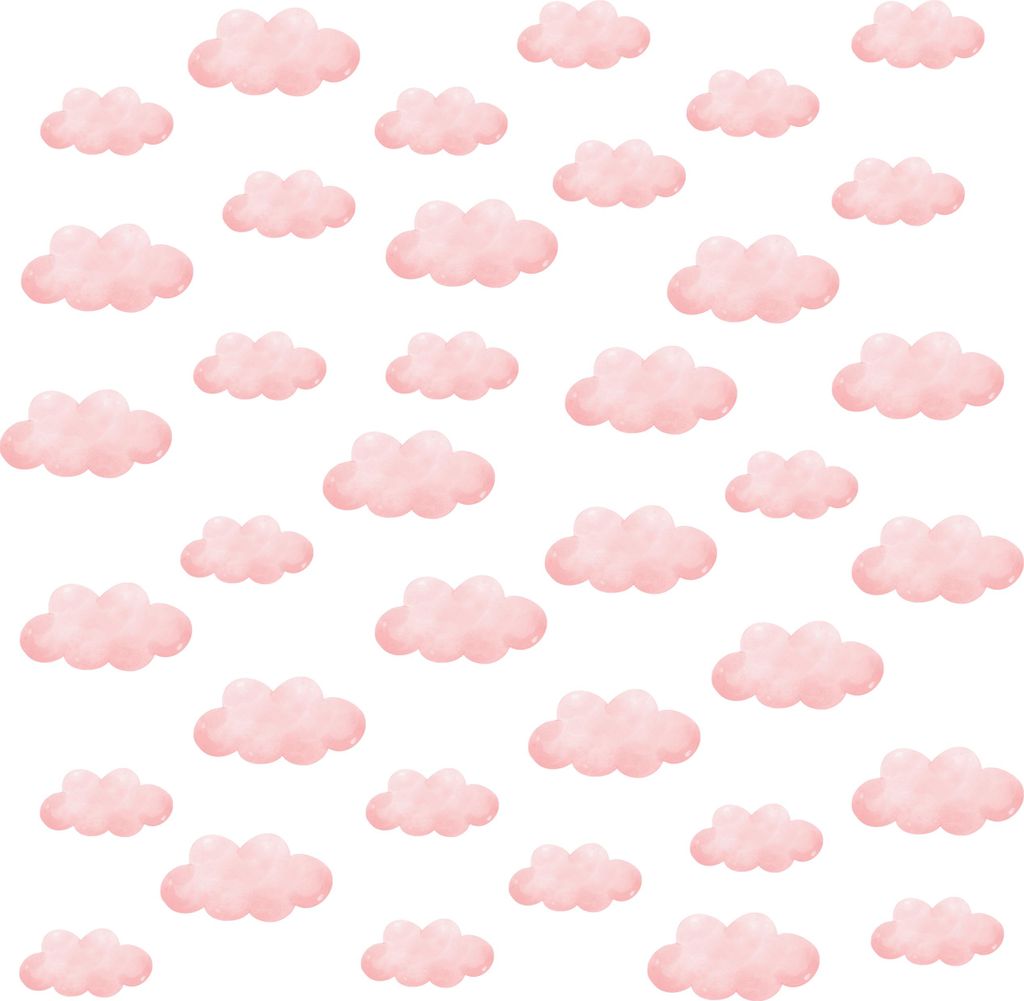 Muralo Wandaufkleber Set ROSA WOLKEN Br. 60cm x Hö. 30cm - Wandstickers Set für Kinderzimmer