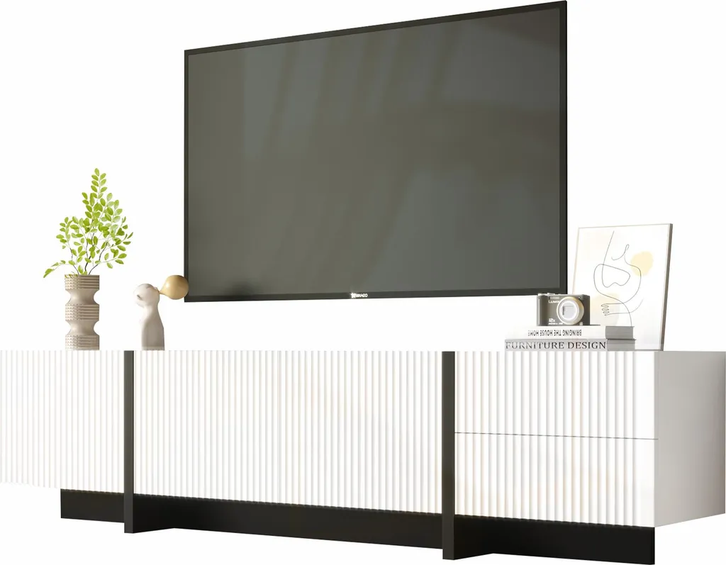 Meuble TV 190 cm Sweiko : Fini le Désordre avec ses 3 Portes et Tiroirs