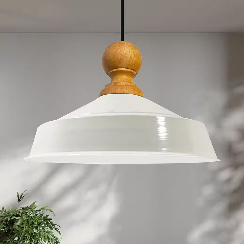 Pendelleuchte Metall Ø41 cm, Weiß innen weiß, E27, Vintage Lampe