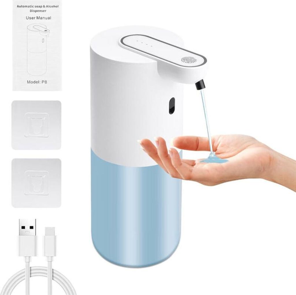 Automatischer Seifenspender – 4-stufiger sensorischer Seifenspender, 1 USB-aufladbar, 400 ml, Wandmontage