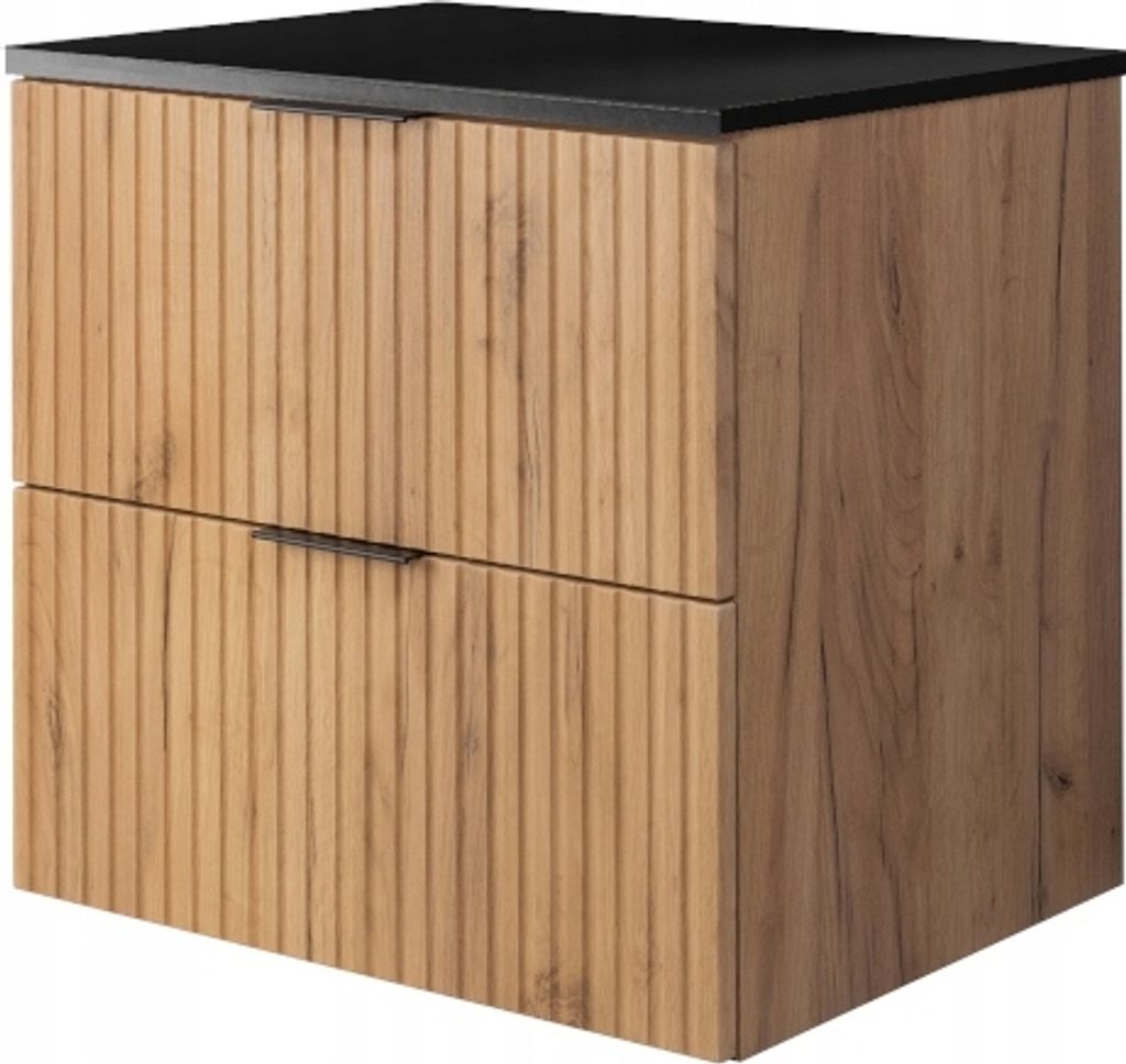 Rodan | Waschbeckunterschrank - 60cm | Braun matt - Eiche | B/H/T 60/57/46cm | 2 Softclose-Schubladen | Badezimmerschränke, Badmöbel, Unterschränke