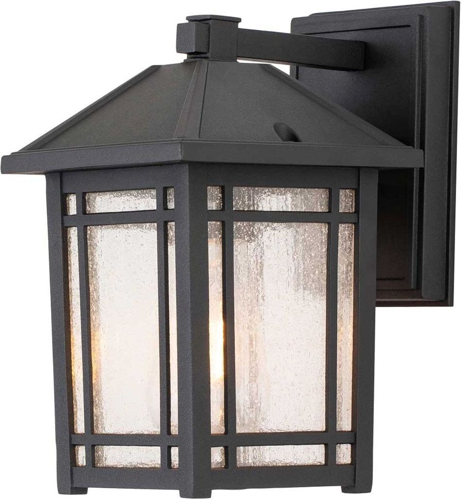 Außenleuchte Wand Aluminium Glas 24,8 cm hoch IP44 Schwarz E27 Rustikal Wandleuchte außen