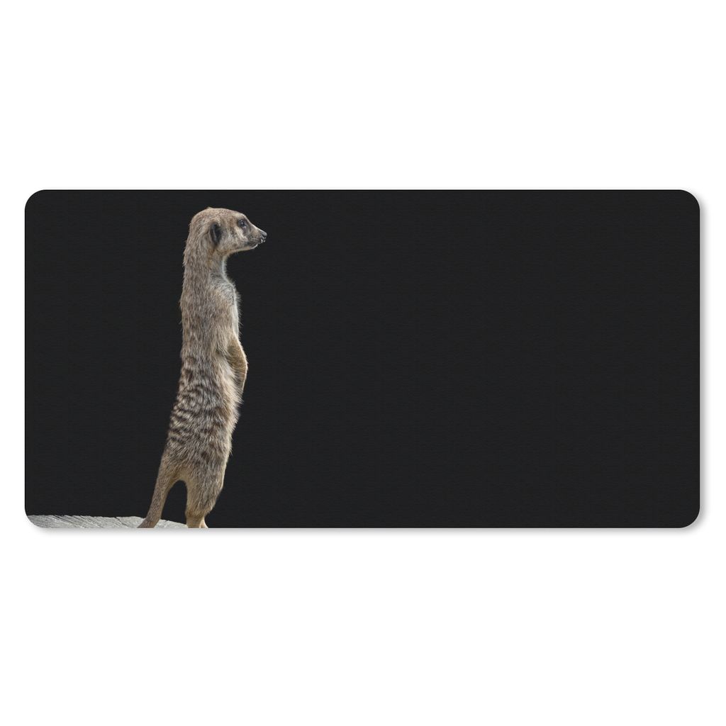 MuchoWow Schreibtischunterlage Erdmännchen - Wilde Tiere - Schwarz 80x40 cm - XXL Mauspad - Gaming Mauspad