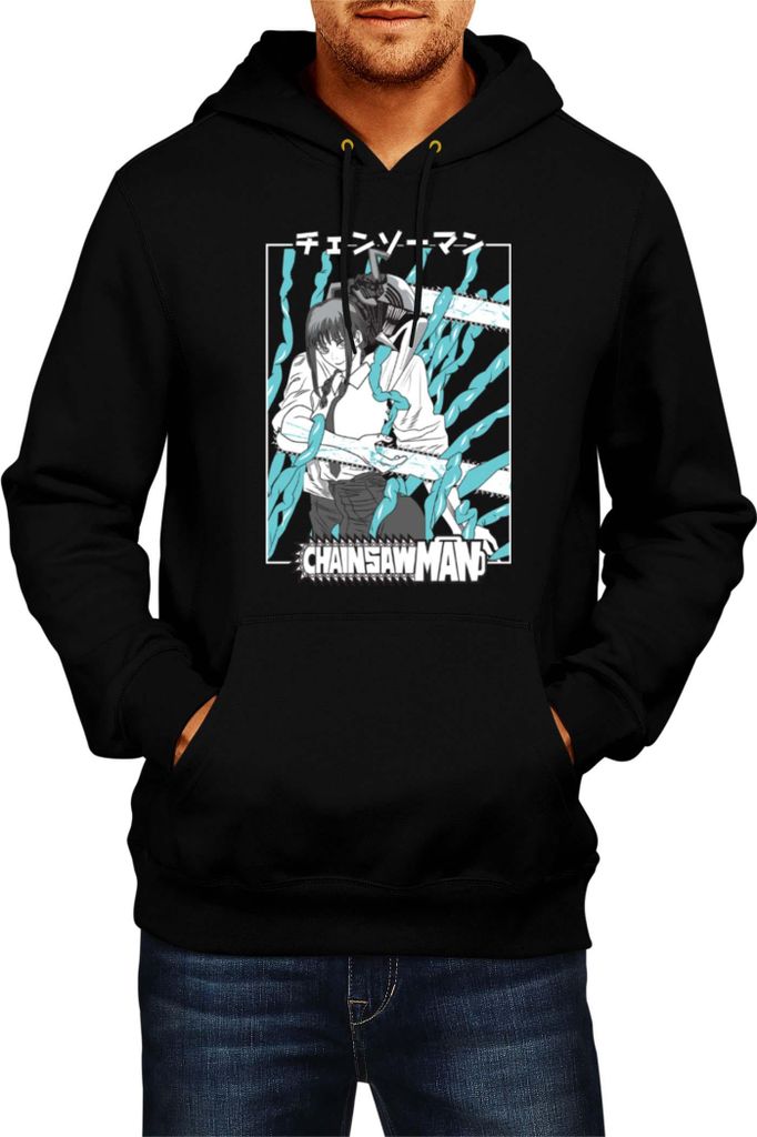 Herren Kapuzenpullover Manga Japan Anime Comics Animation Chainsaw Anime manga Man 04, Man XL / Schwarz