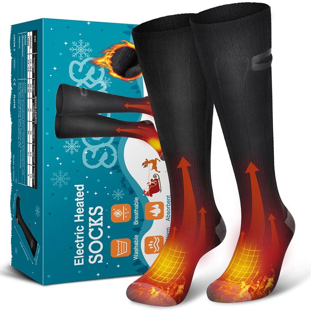 Wiederaufladbare USB-Heizsocken – Elektrische Socken mit 3 Heizstufen für Wandern, Skifahren, Camping & Radfahren