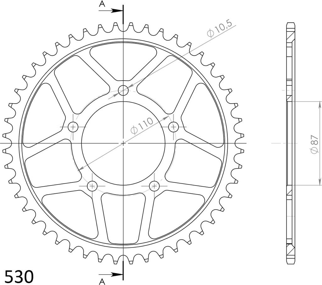 Stahl-Kettenrad Supersprox 530 - 48Z (schwarz) Produktbild 