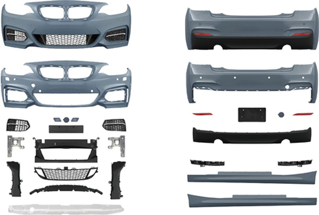 AN Evo Umbau Sport Bodykit für SRA + mit/ohne PDC +Diffusor 235i passend für BMW 2er F22 F23 Serie & M-Paket Modelle bj. 14> außer M235i