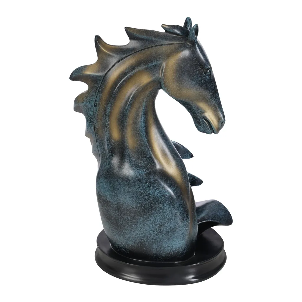 Casier à vin statue cheval décorative, support bouteille cuisine bleu or - 6