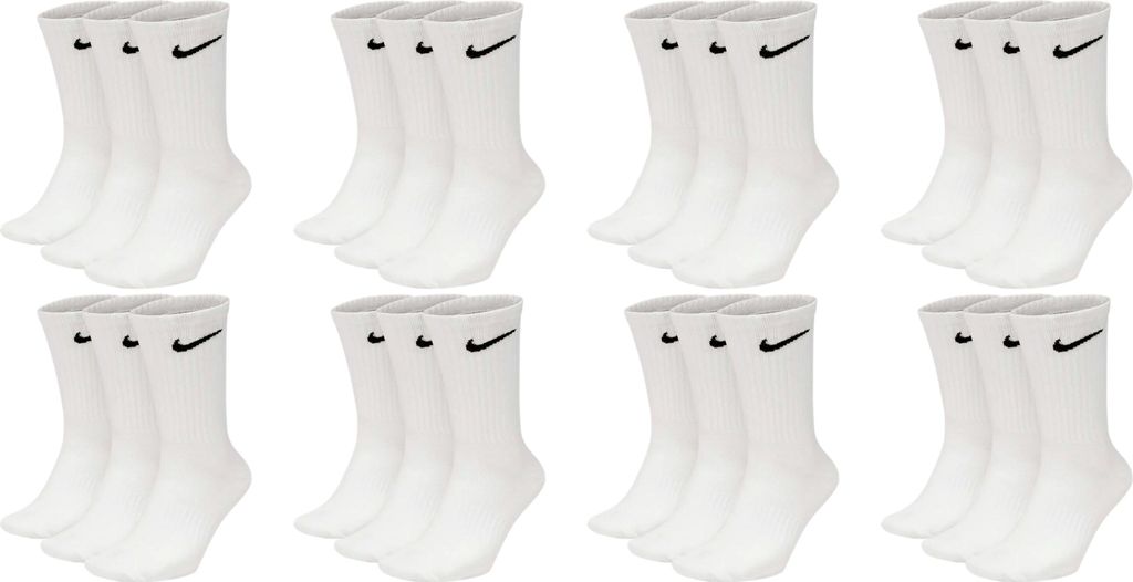 12 Paar Nike Everyday Lightweight Crew SX7676 Tennis Socke - Farbe: weiß - Größe: 38-42