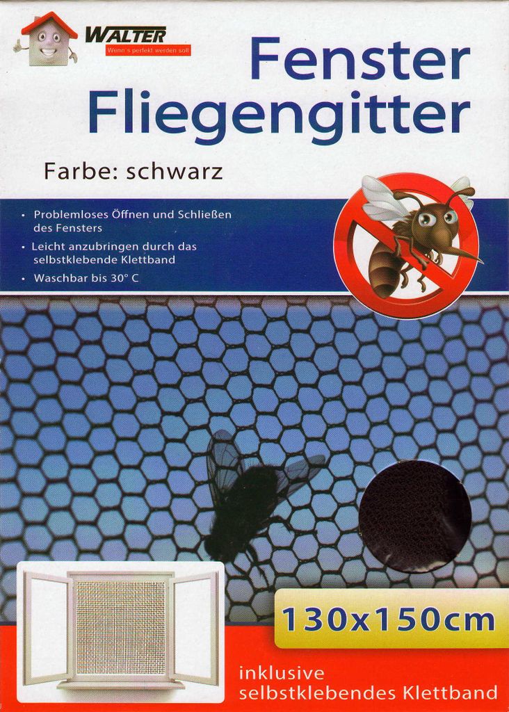 Insektenschutzgitter Fliegennetz Fliegengitter schwarz 130x150cm (0190) -  B2Q Trading GmbH