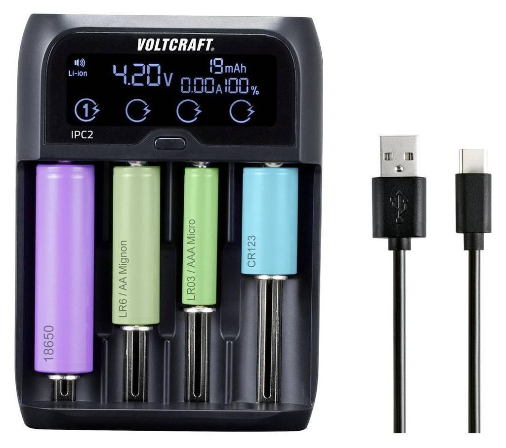 VOLTCRAFT IPC-2 Rundzellen-Ladegerät NiMH, NiCd, LiIon, Produktbild 