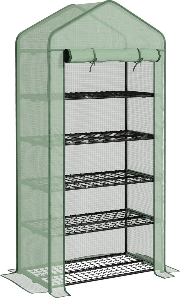 Petite serre de balcon 5 niveaux pour semis et plantes 90x49x193 cm