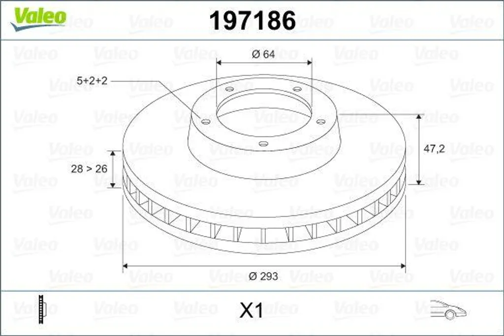 Disque de Frein Ventilé Valeo 197186 pour Honda CR-V 2.0 et 2.2 i-DTEC