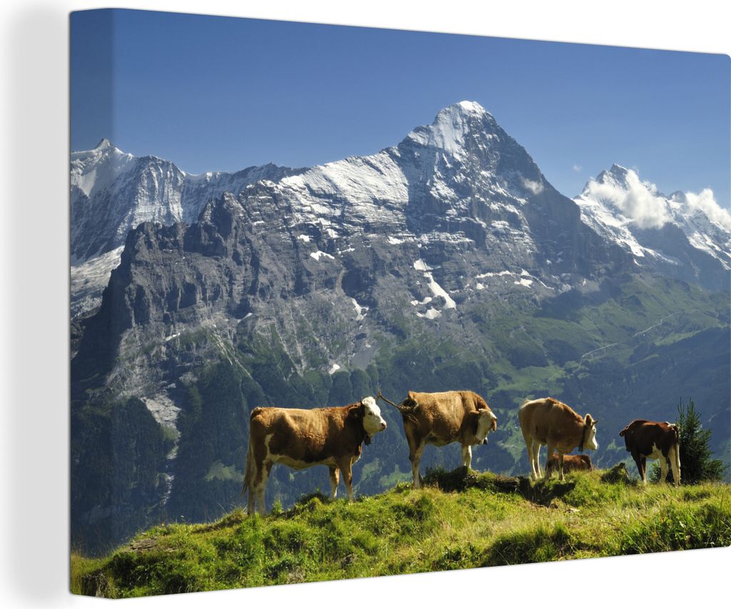 OneMillionCanvasses - Leinwandbilder - 140x90 cm, Blick auf den Eiger im Grindelwaldtal in der Schweiz, Wandbilder Kunstdruck Wanddekoration - Fo...