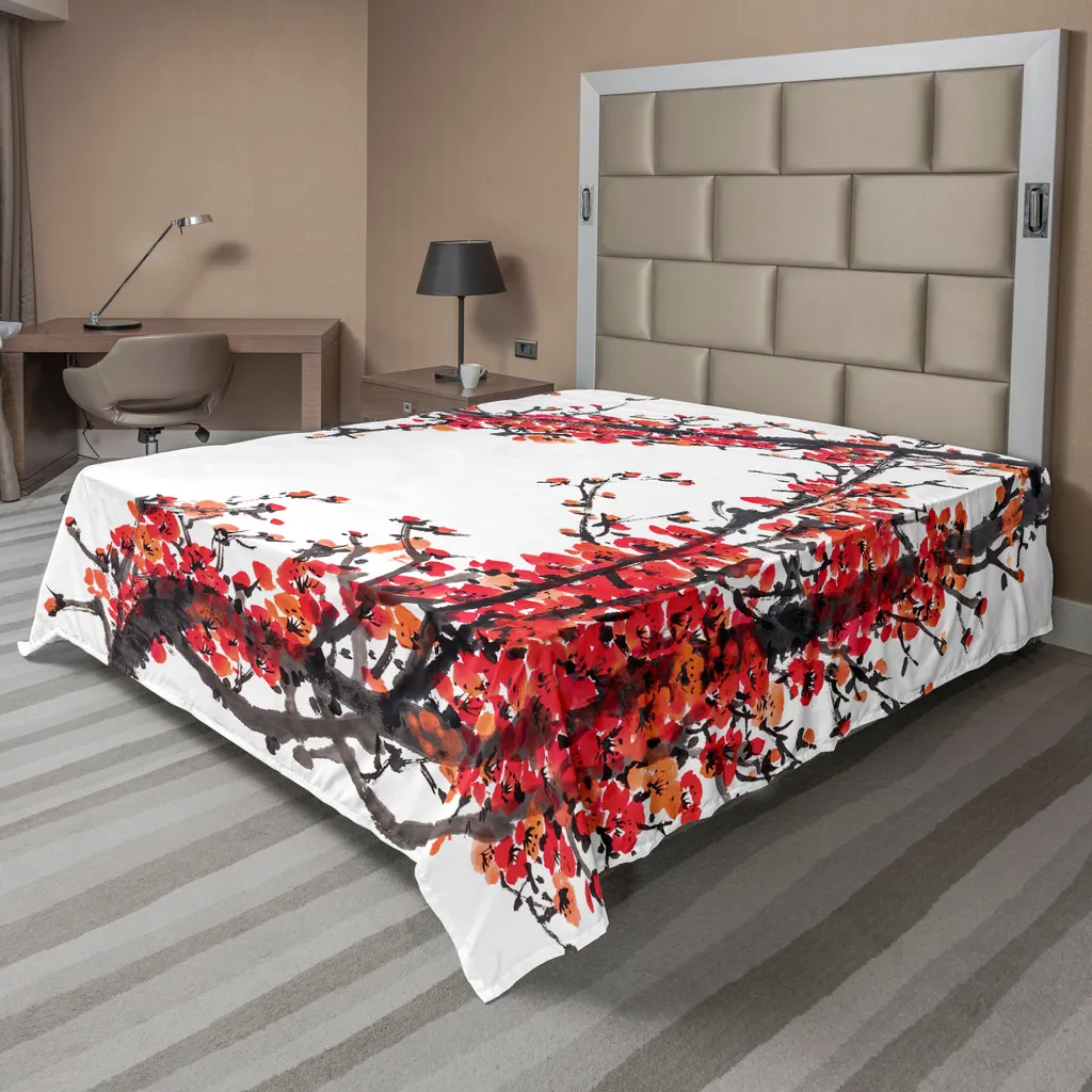 Lenzuolo Copriletto Giapponese 260x228 ABAKUHAUS Rosso Marrone