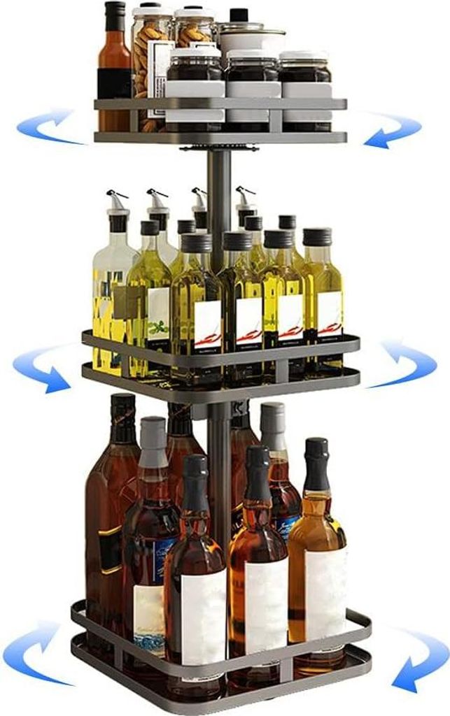 Roterendes Kräuterregal Lazy Susan Organizer - 3 Ebenen, quadratisch