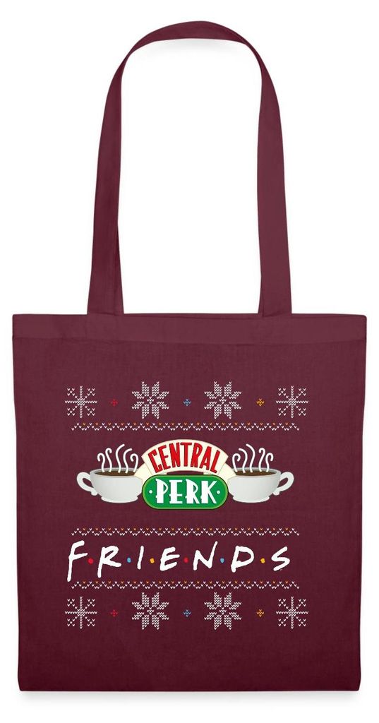 Spreadshirt Friends X-Mas Central Perk Stoffbeutel, One size, Burgunderrot