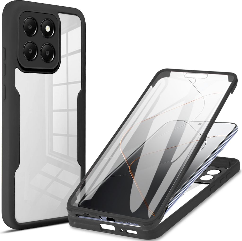 A product shot of a phone case, with one case shown assembled and another shown disassembled to reveal the phone inside.
