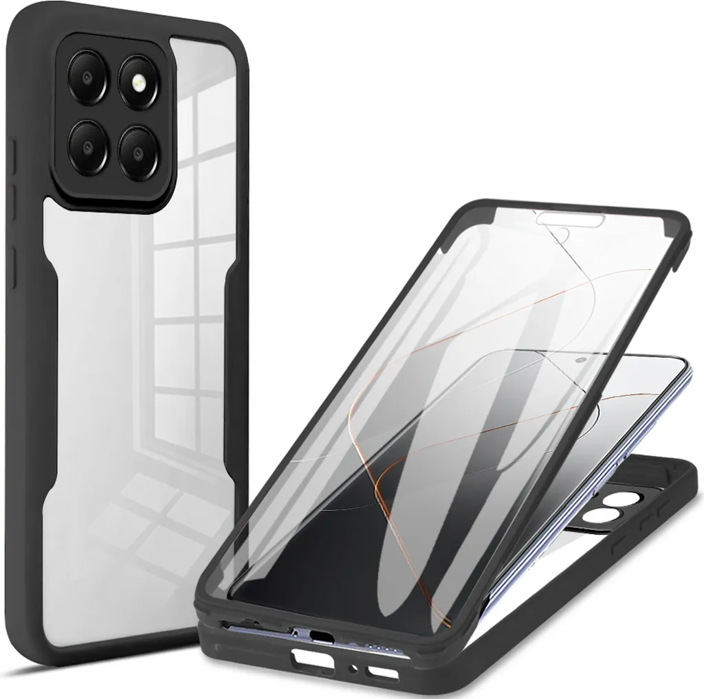 Per Xiaomi 14T Pro Custodia protettiva ibrida in TPU acrilico a copertura totale a 360 gradi, nera