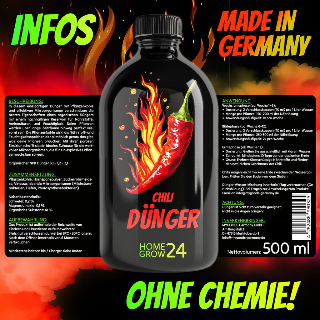Homegrow24 Chili Dnger, Dnger fr alle Chilipflanzen, 500