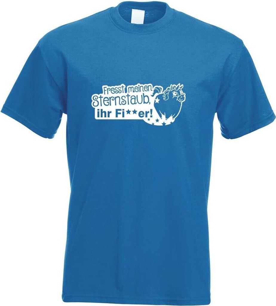 Kiwistar - T-Shirt - royal - Einhorn - fresst Sternenstaub Herren Funshirt Bedruckt Design Sprüche Spruch Motive - mit Motiv Bedruckt - Funshirt D...