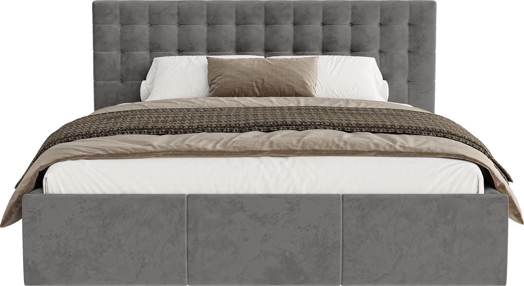 FEDVE Polsterbett Lindos aus Velvet 120x200 cm, Grau