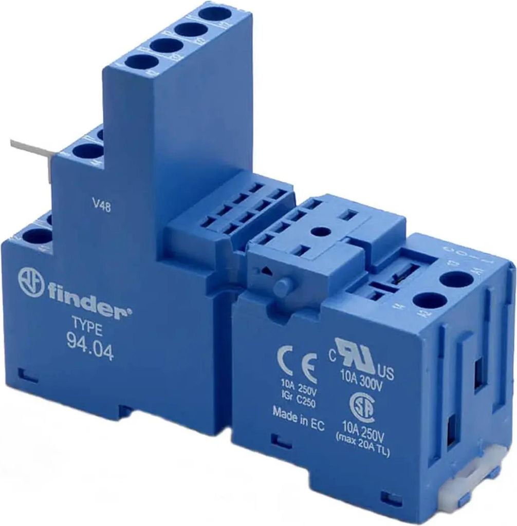 Finder Relaisfassung 94.04, Schraubanschluss, TH35, blau, 1 Stk.