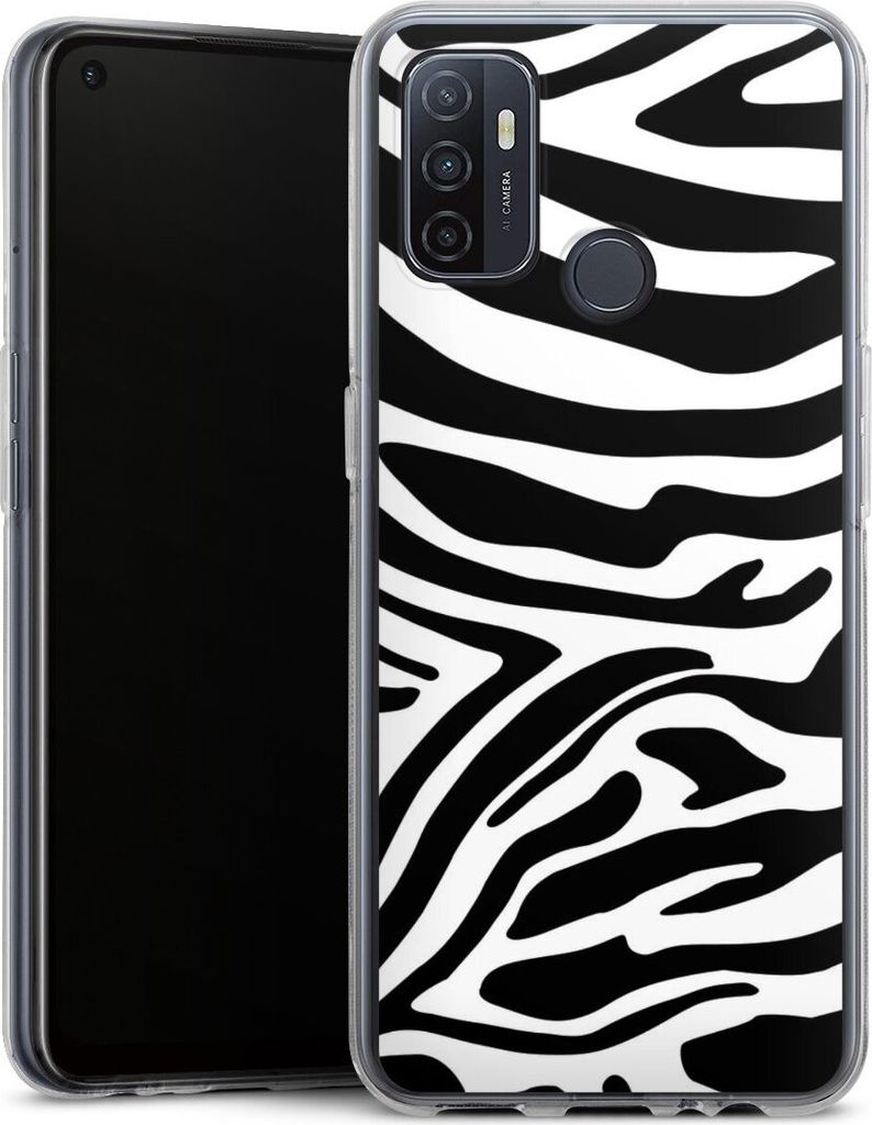 DeinDesign Handyhülle für Oppo A53 Silikon Hülle Case Smartphone Schutzhülle Animal-Look Animalprint Zebra