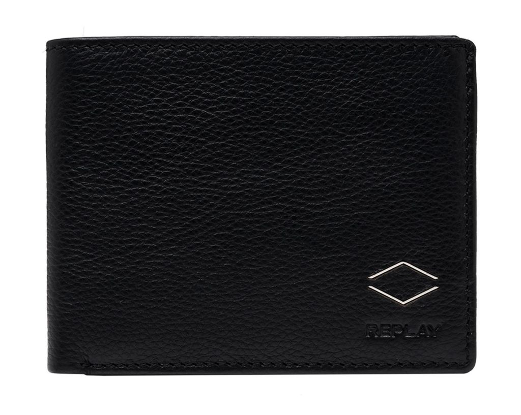 REPLAY Leder Kartenetui Credit Card Etui Black schwarz