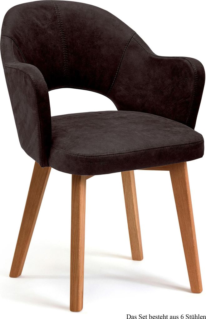 Armlehnstuhl (6er-Set) Darsie 59x87x61 Eiche geölt/Espresso