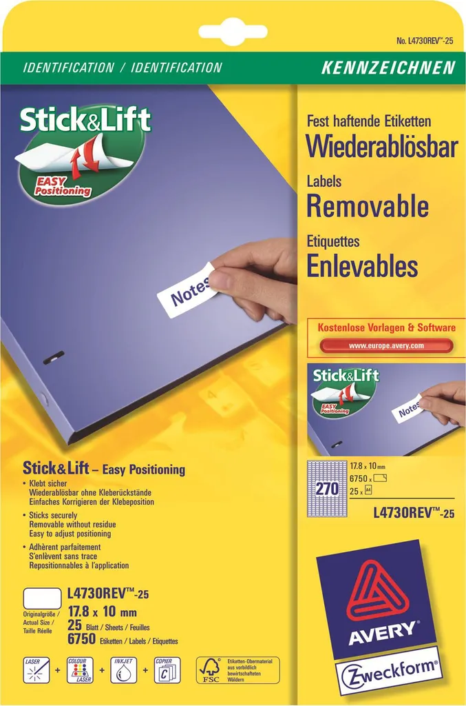 Convenienza Avery Zweckform L4730REV-25 Etichette 17,8x10mm 25ff - 29