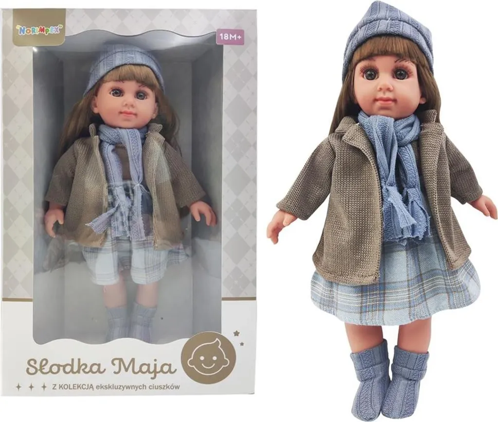 Poupée Maya pull gris pour l'éveil - Compagnon de sommeil pour enfant