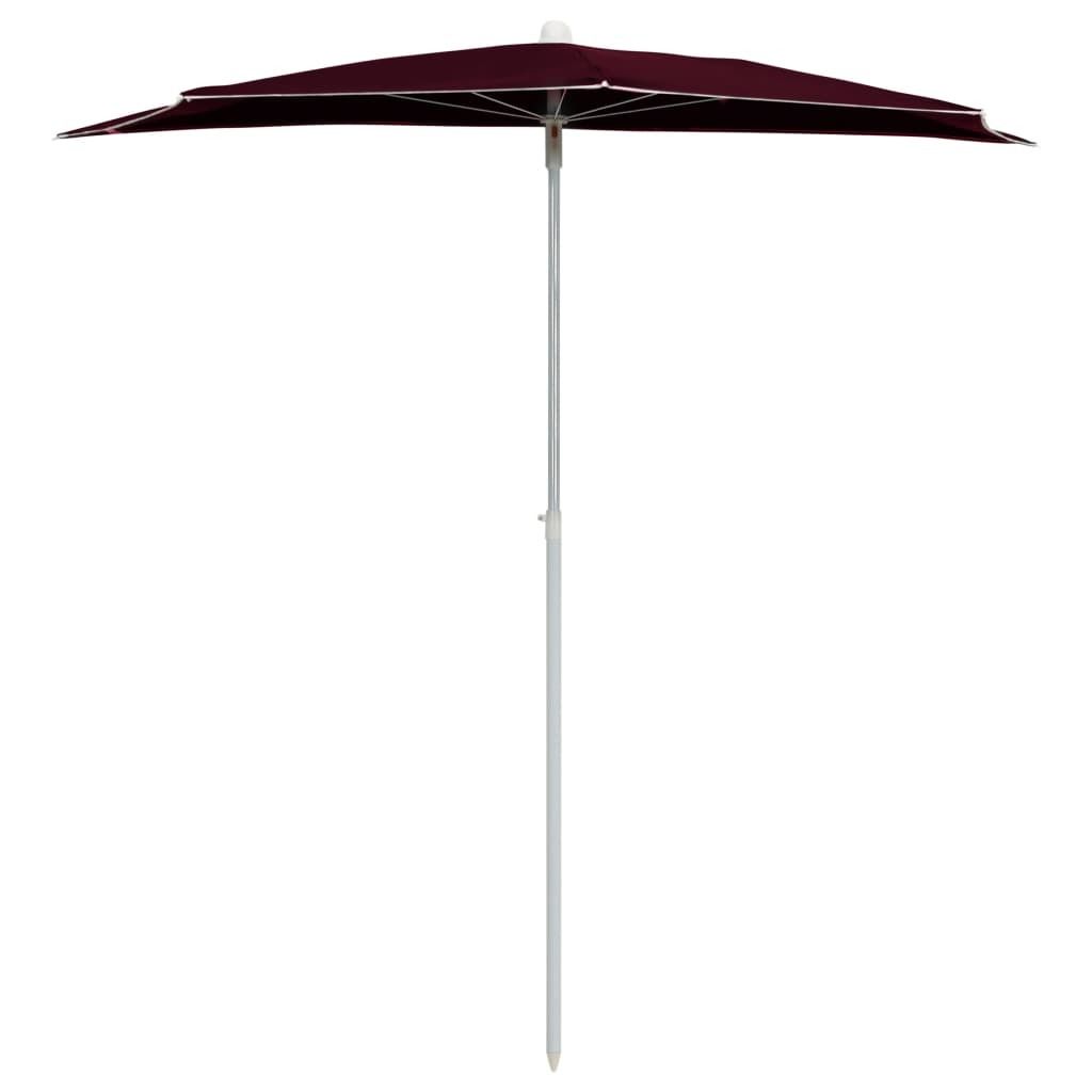Cloris DesignMöbel Sonnenschirme - Rot Halb-Sonnenschirm mit Mast 180x90cm Bordeauxrot Schlichtes4461281