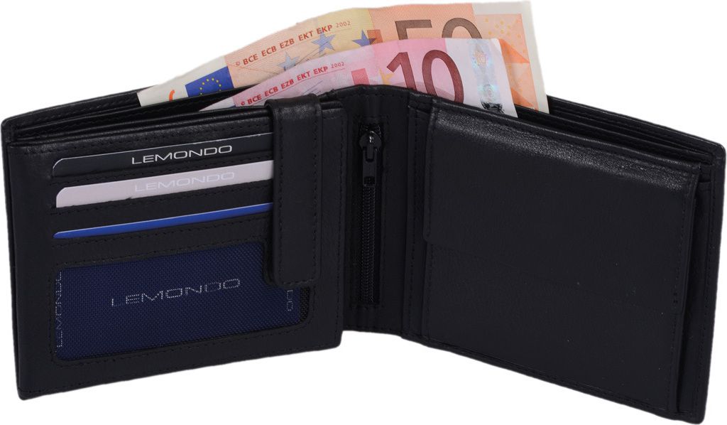 Herrenbörse Herren Geldbörse Leder querformat LEMONDO, schwarz 12,5x9,5x2,5cm