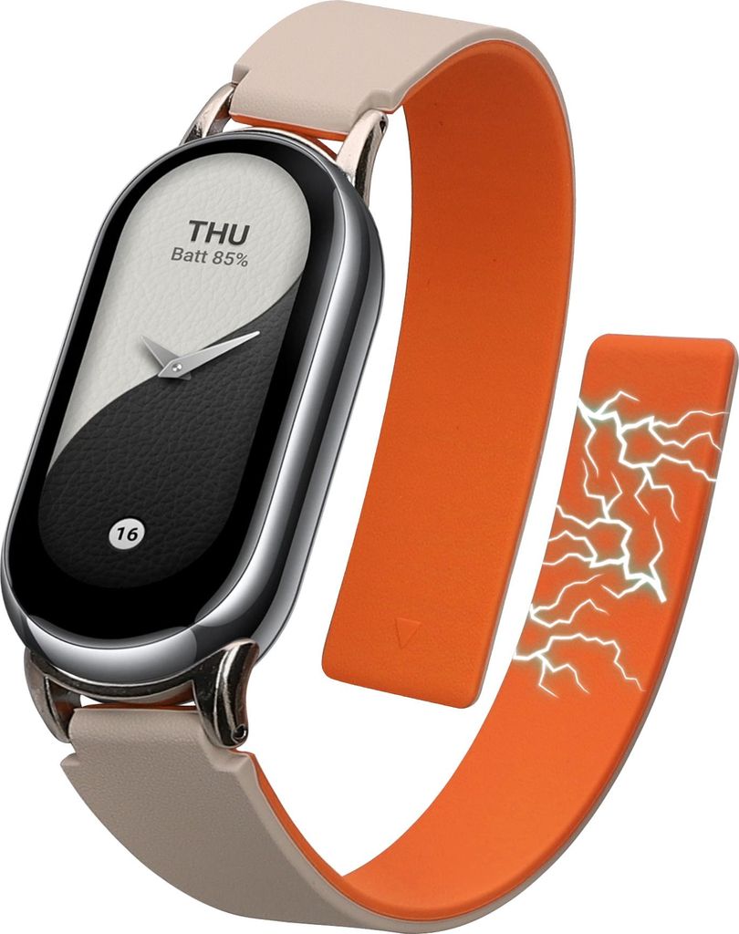 kwmobile Ersatzarmband kompatibel mit Xiaomi Mi Band 10 / Mi Band 9 / 8 Armband - Fitnesstracker Silikon Band mit Magnetverschluss Weiß Orange