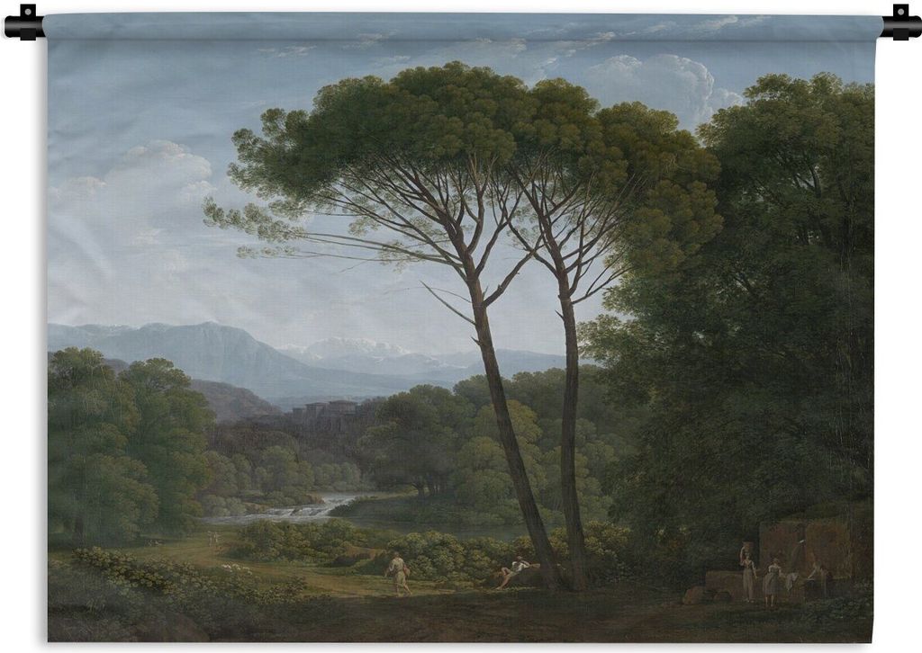 MuchoWow Wandteppich Wandbehang Italienische Landschaft mit Pinienbäumen - Hendrik Voogd 90x67.5 cm Tapisserie Dekoration Wandtuch - Fototeppich...
