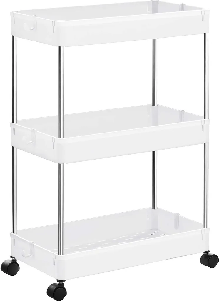 Optimisez votre espace avec le meuble à roulettes Valora blanc 3 niveaux