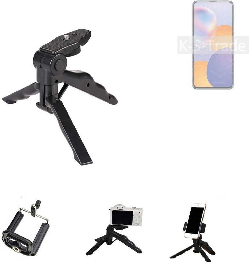 K-S-Trade Stativ Tisch-Ständer Dreibein Handy-Stativ Ständer kompatibel mit Huawei nova Y9a Mini-Stativ Smartphone Tripod Handy-Stativ aus Plastik