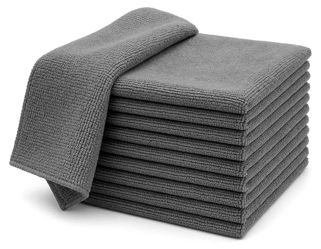 Mikrofasertücher 40×40 cm, 450 g/m², Grau – 10er Set | Reinigungstücher für Haushalt, Auto & Gewerbe – fusselfrei, saugstark, streifenarm