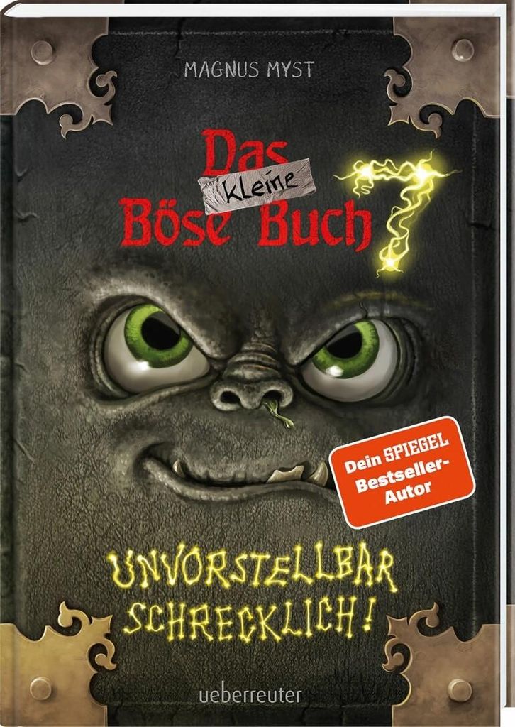 The cover of a book titled 'Das kleine Böse Buch 7' featuring a monstrous face and lightning bolts.