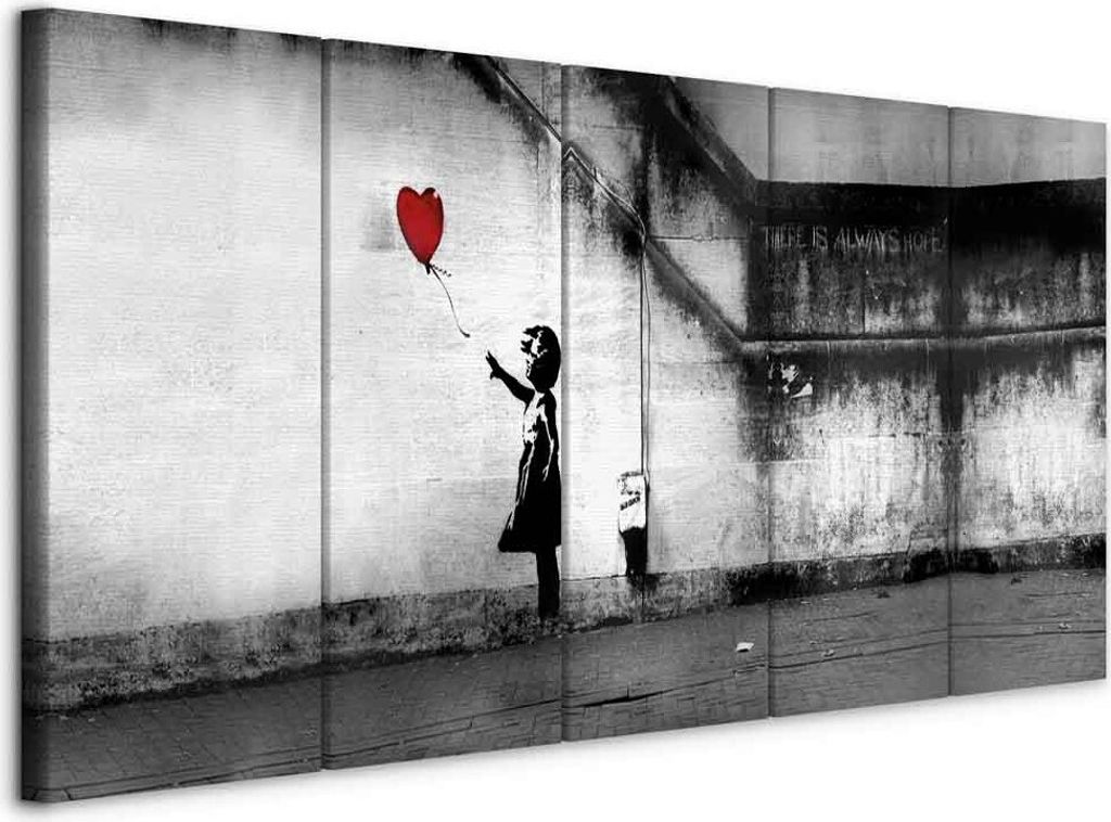 Italienischer Leinwand Leinwandbild - Banksy: Runaway Balloon 225x90 cm Streetart i-C-0113-b-m